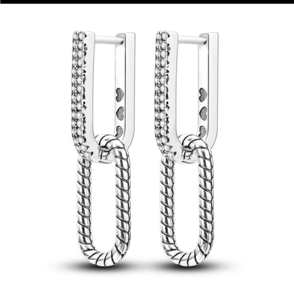 Chain Link Pure Silver Earrings New 925 Stamped